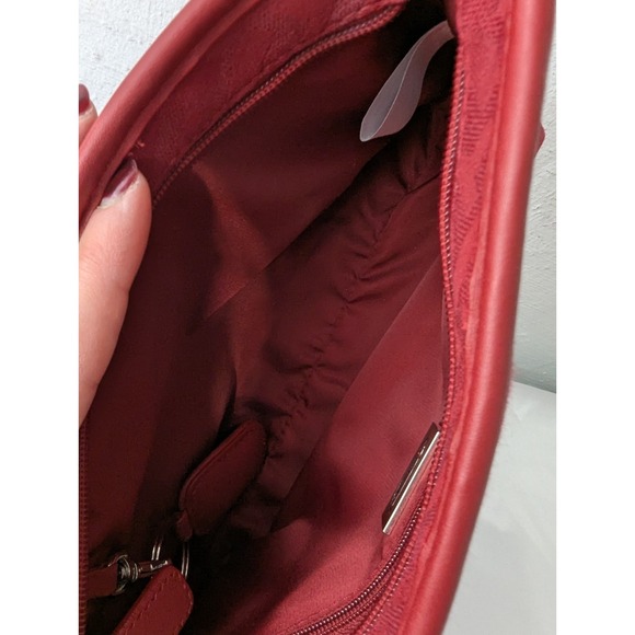 Talbots Red Canvas Shoulder Mini Bag Leather Purse Y2K Vintage - Picture 11 of 12